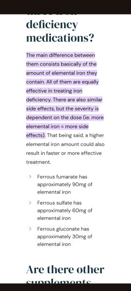 So cross to find out that Boots own iron tablets only contain 0.014g of iron