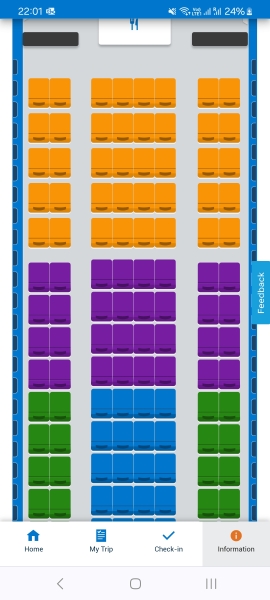 Seating arrangement on flight abroad