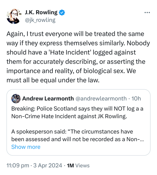 Humza Yousaf says JK Rowling's tweets are a 'perfect example'