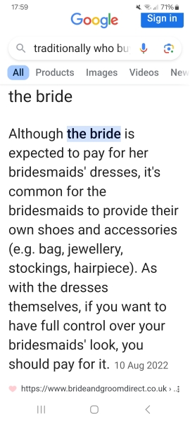 To not want to pay for my bridesmaid dress?