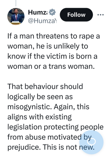 Humza Yousaf baffling tweet (TW: about s*xual assault)