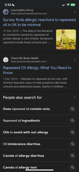 Rapeseed oil allergy