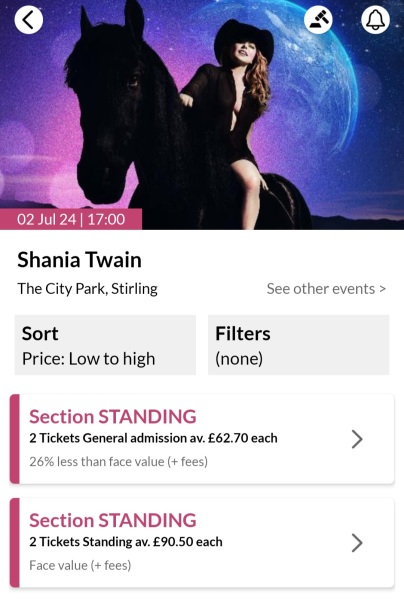 What are the chances of Ticketmaster refunding my resale Shania Twain tickets?