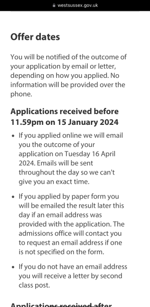 Primary School Offers - When did you get email?