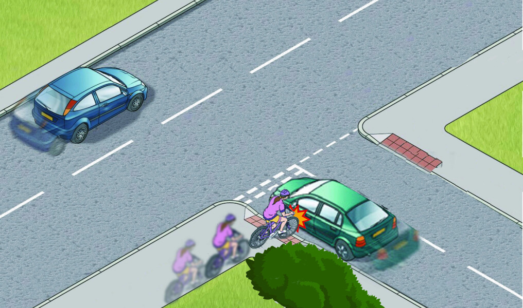 Dd hit car whilst riding her bike