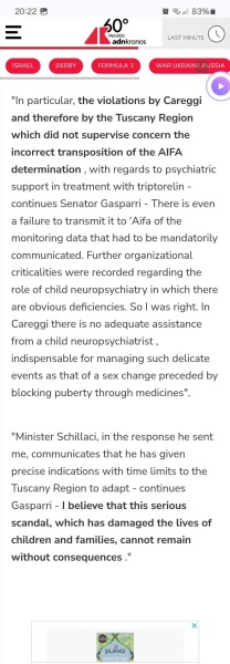 Puberty blocker scandal at Florence hospital: criminal investigation