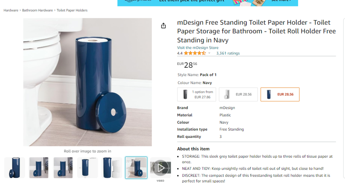 Where does the spare loo roll live?