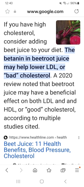 Reducing cholesterol.