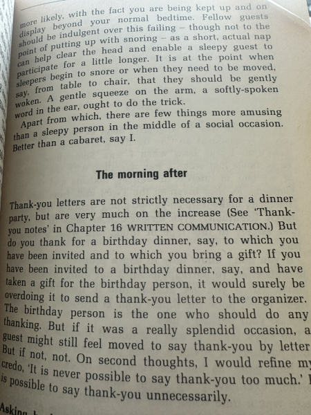 To be so disappointed about not being thanked for a dinner party