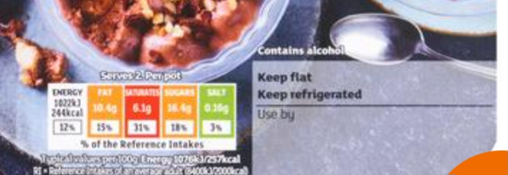 Alcohol in pudding not clearly displayed