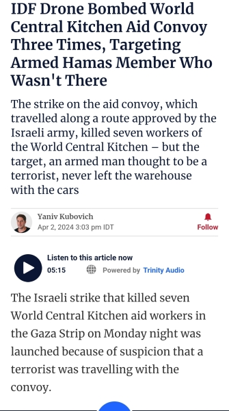 Killing of 5 Foreign Aid Workers from the World Central Kitchen