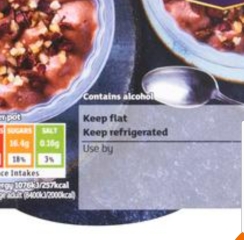 Alcohol in pudding not clearly displayed