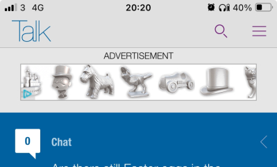 Banner advert in the app