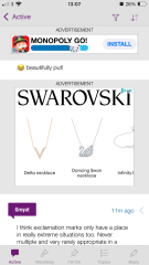 Banner advert in the app