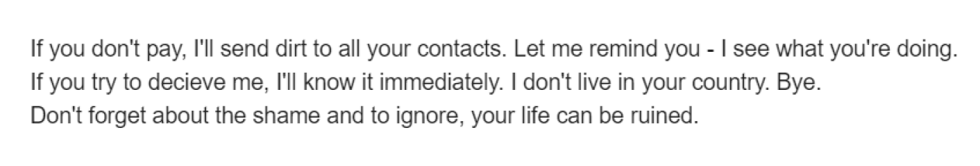 Just received an exceptionally nasty threatening email... spam