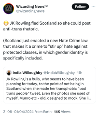 JKR exposing Scottish hate crime laws for what they are