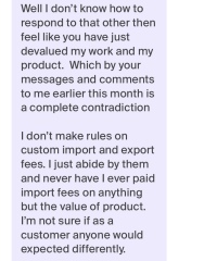 Sanity check please - was I 'devaluing her art' or is this seller a headcase?