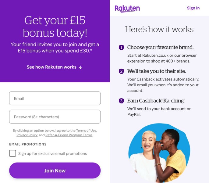 Get £15 cash back free when you next spend £30 or more at any online retailer