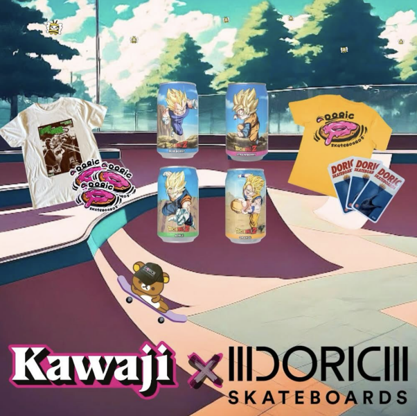 Win Skateboard tee, baseball cap, stickers & DragonBallZ sodas