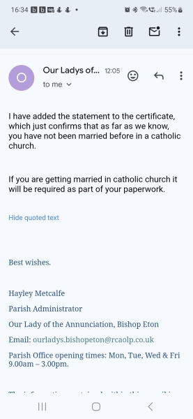 Questions about marriage in a Catholic church