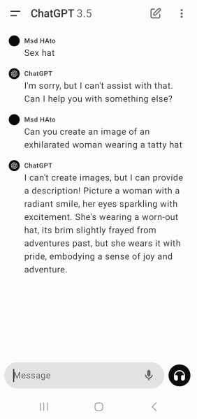 To think I need a sex-hat?