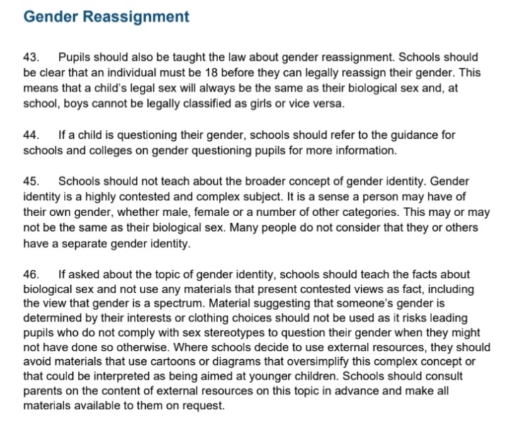 To be really, really pleased about the explicit ban on the proactive teaching of gender identity?