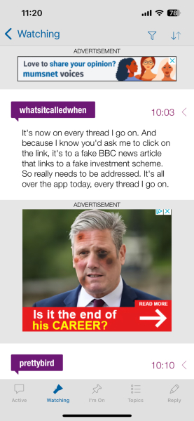 Banner advert in the app