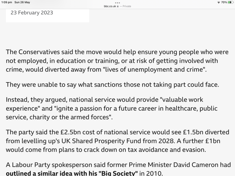 National Service if Tories are re-elected