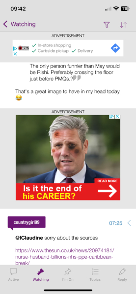 Banner advert in the app