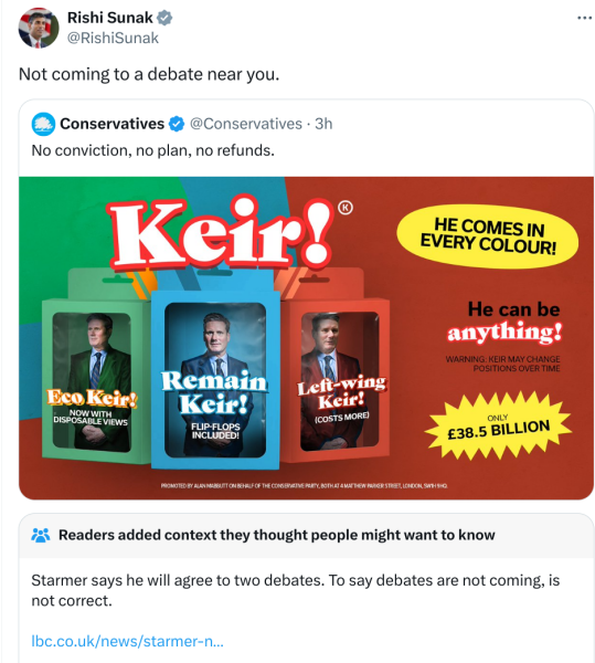 Thread 45 Sunak; Remove one letter and tell his future"