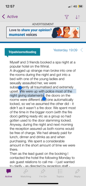 Sexual assault during hotel stay
