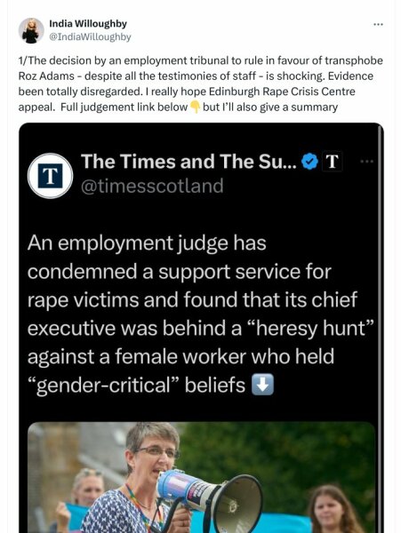 To think that the CEO of Edinburgh Rape Crisis should be fired?