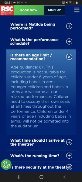 Taking 3yo DD to Matilda theatre performance