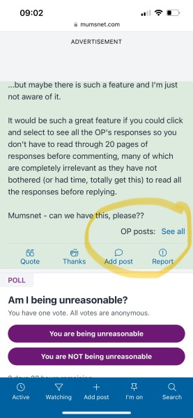 To think Mumsnet should have a feature so that you can filter only the OP's responses...