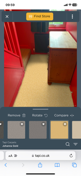 What colour carpet with deep pink walls?