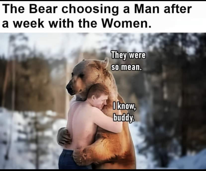 Surely I am not the only woman who would chose the man, not the bear?
