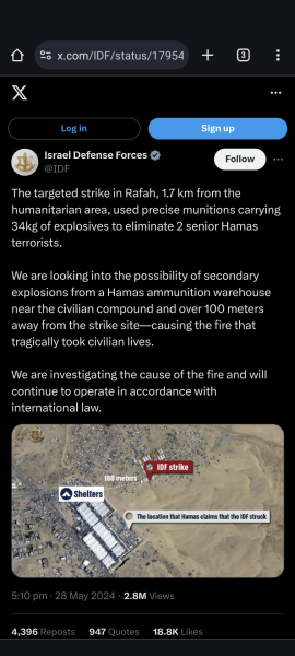 Israel says tent camp blaze that killed 45 Palestinians could have been caused by exploding Hamas weapons cache