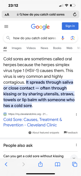 To catch a cold sore from popcorn