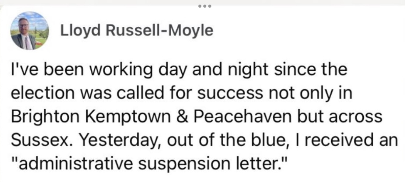 Lloyd Russel Moyle suspended