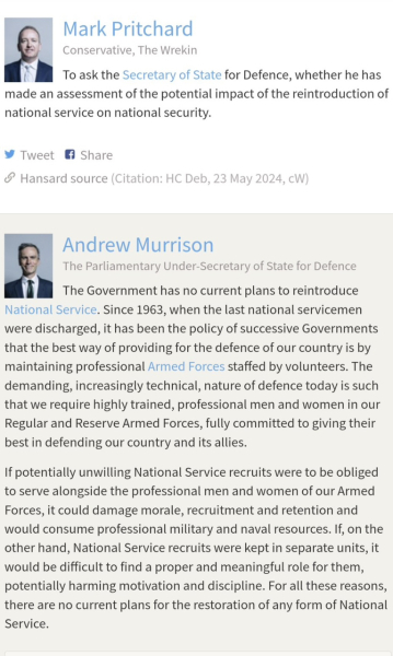 National Service if Tories are re-elected