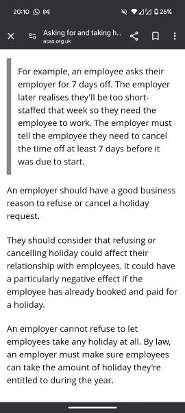 Been refused any annual leave this year.