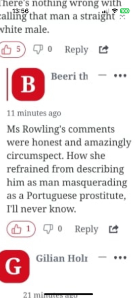 JKR reprimanded by "feminist" "ally" for being unhelpful (to him).