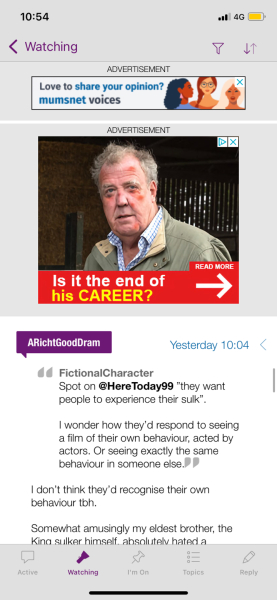 Banner advert in the app