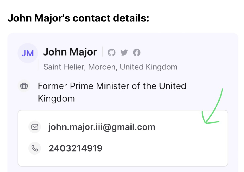 Does anyone know how to get in touch with John Major?