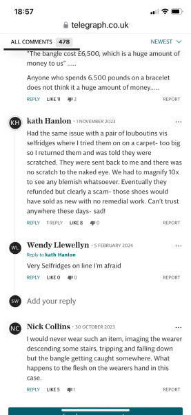 Selfridges refusing to refund £875 shoes- help!