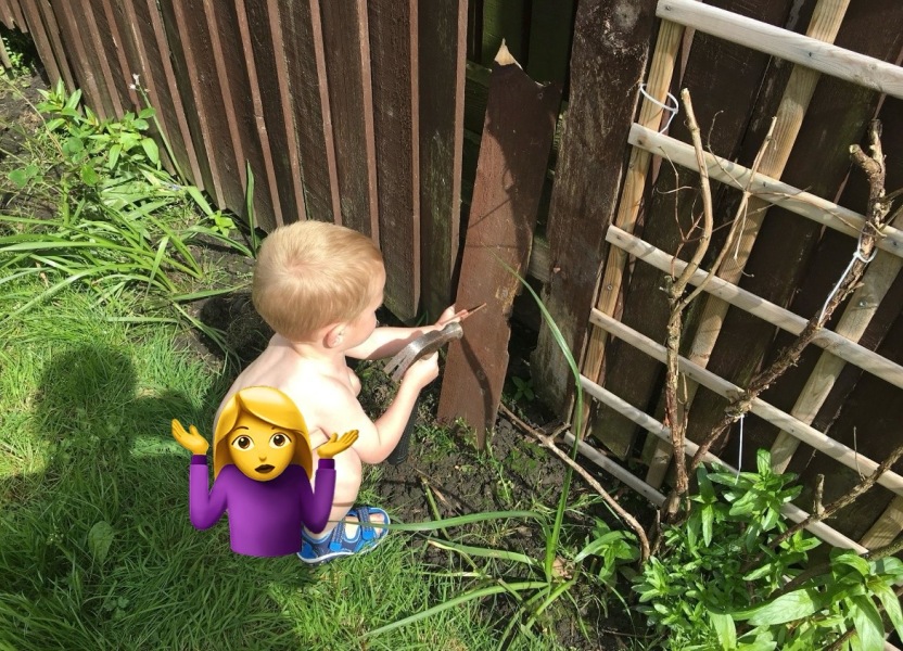 Neighbour allowing boy to use lawn mower