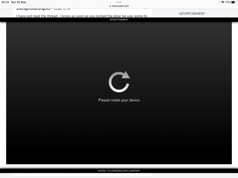 Advert taking over entire screen