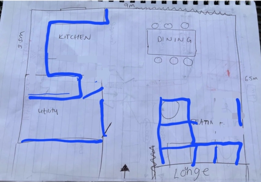 Kitchen/diner/snug layout in extension?