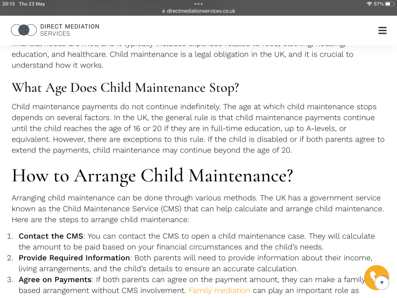 End date for private agreement child support?
