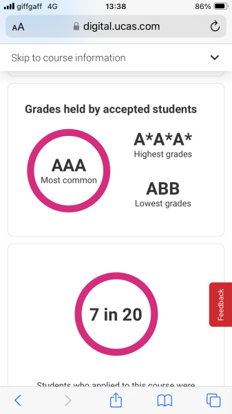 New UCAS Entry Grade Tool